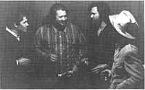 (Left to right:) John Prine, Ronnie Hawkins, Kris Kristofferson, and  Ramblin' Jack Elliott - Philharmonic Hall, N.Y.C., 1973 �1993 RHINO RECORDS, INC. PHOTO: DON PAULSEN